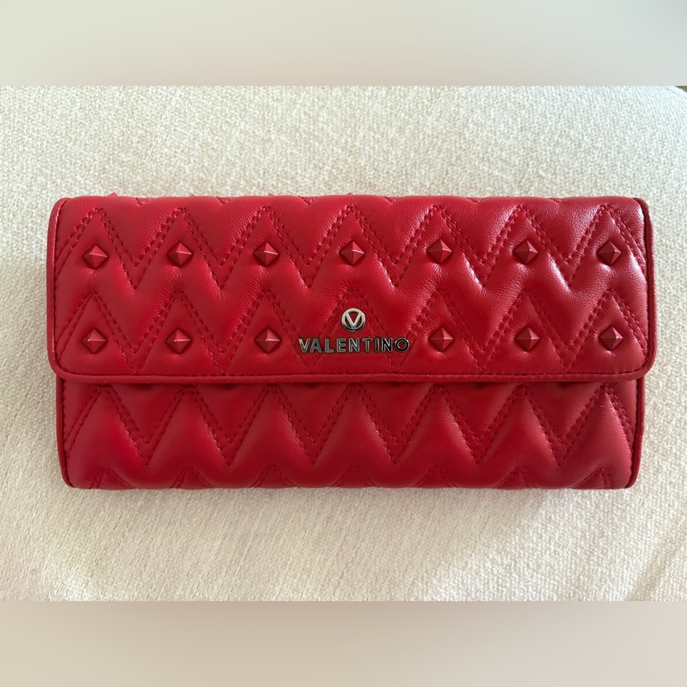 NEW Valentino Red Studded Wallet